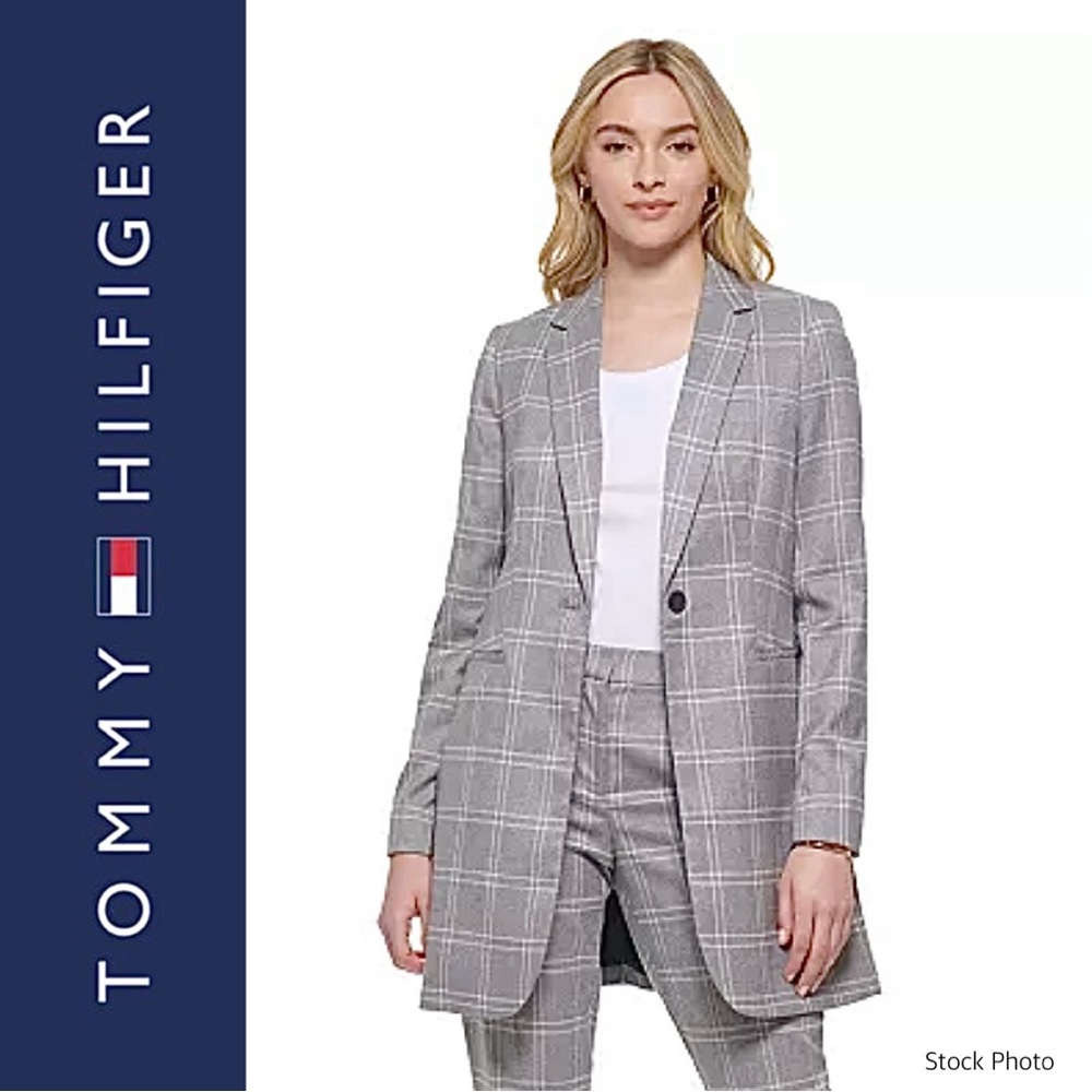 Tommy Hilfiger Windowpane Elbow-Patch Single-Butt… - image 1